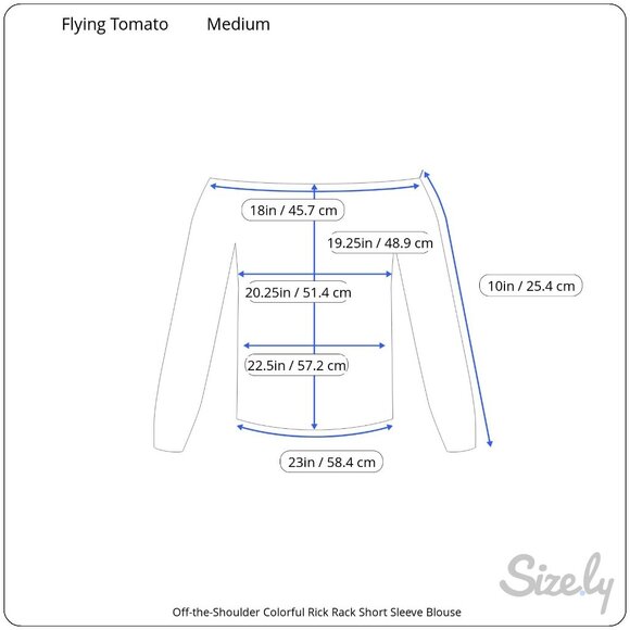 Flying Tomato Off-the-Shoulder Colorful Rick Rack Short Sleeve Blouse Medium - Picture 9 of 9